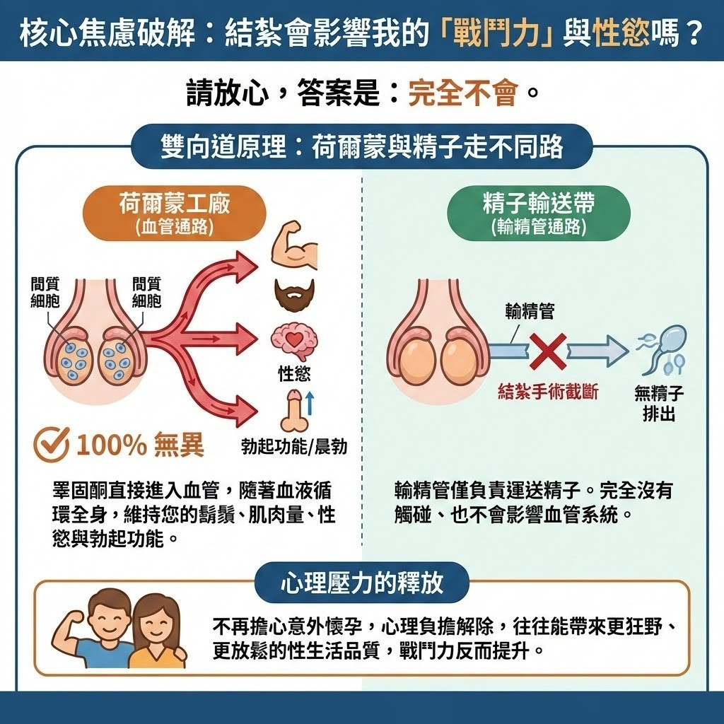 結紮不影響性功能示意圖